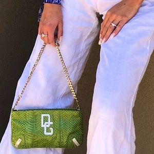 D&G rare vintage green snakeskin handbag with diamond logo